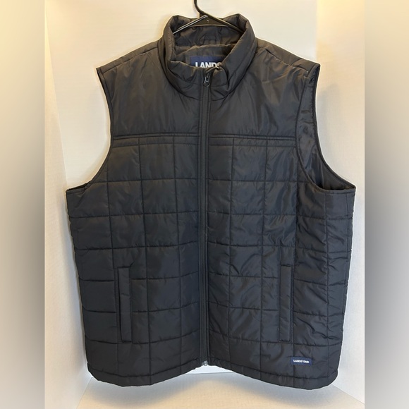 Lands End Men Black Puffer Vest Size XL 46-48 Zip Up W/ Pockets Outdoor - Picture 12 of 12
